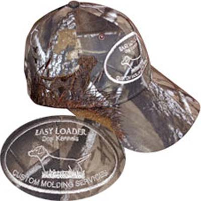 Our Camo Ball Cap is embroidered with a detailed hunting dog graphic and Easy Loader logo.
